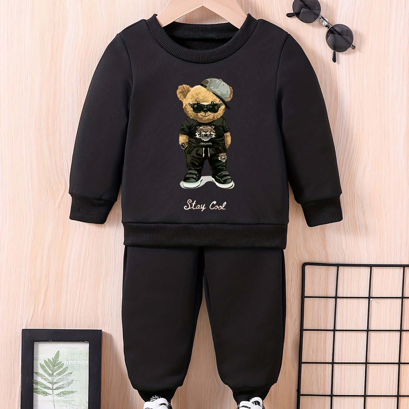STAY Bear Series Baby Sweatshirt Pants Set