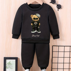 STAY Bear Series Baby Sweatshirt Pants Set