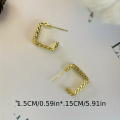 Vintage Double Layer Argyle Square Stud Earrings Small And Feeling Earrings Nich