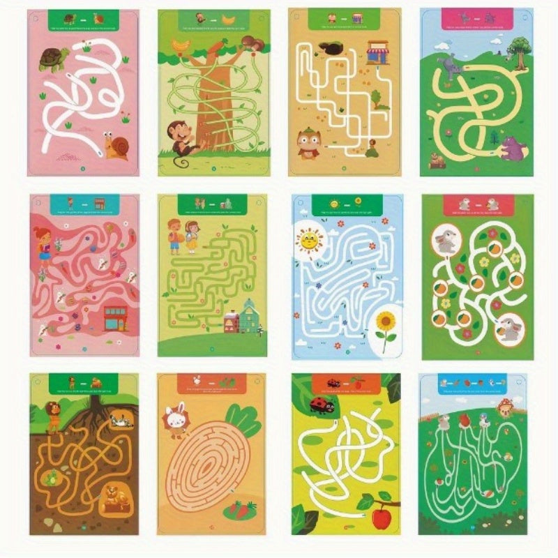 64 Page Red Children's Maze Training Book for Writing Skills