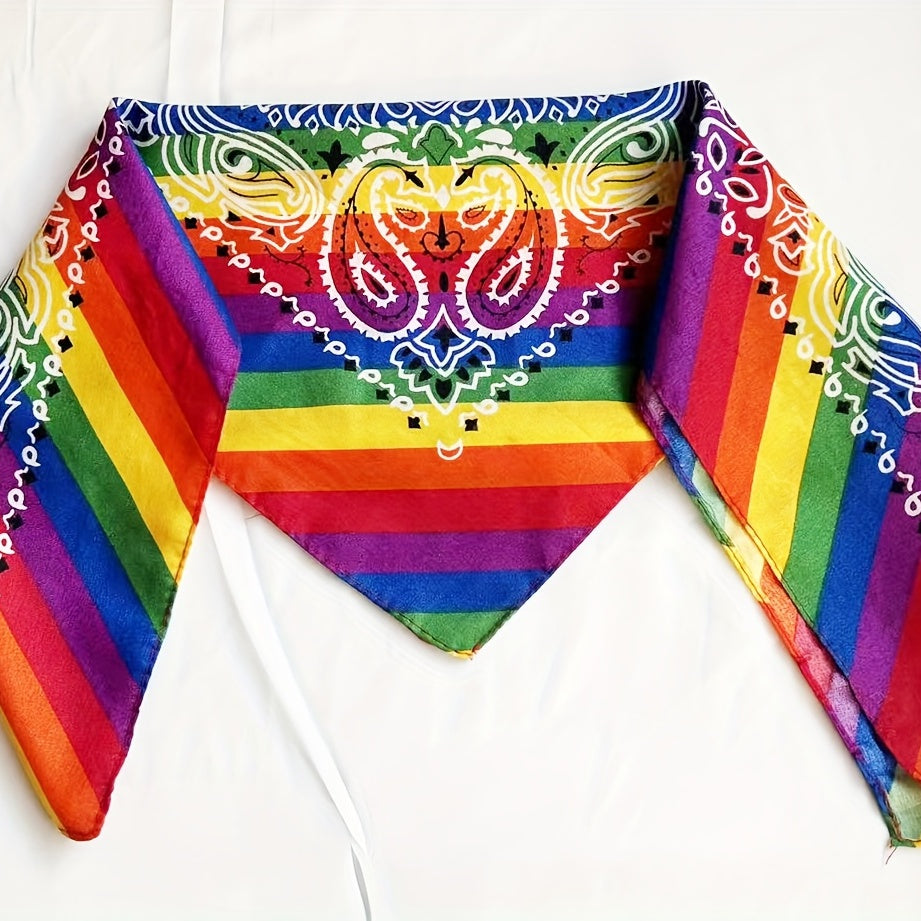 Iridescent Paisley Print Bandana Hip Hop Square Scarf