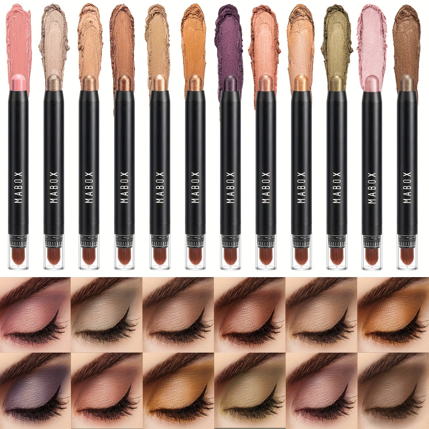 Colorful Pearly Eyeshadow Stick with Brush Head