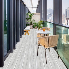 10pcs Grey Wooden Floor Tiles Waterproof for Bathrooms & Kitchens