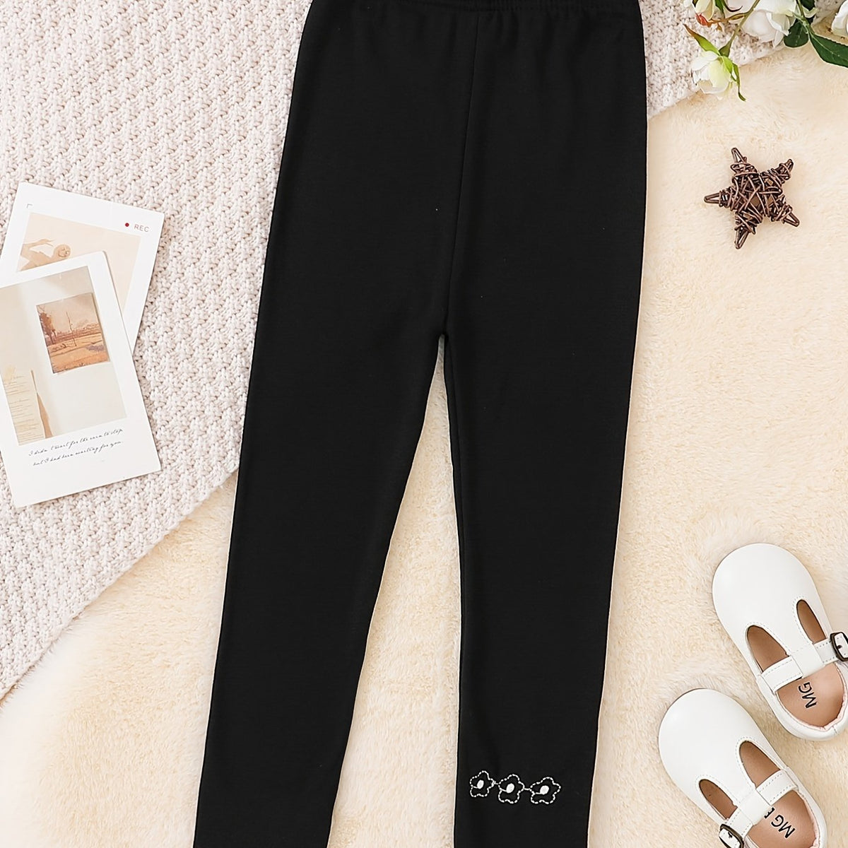 Girls Flower Print Leggings for Autumn & Spring