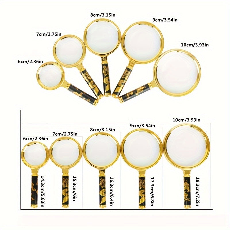 Metal Frame Handheld Magnifying Glass 2.5X Convex Lens