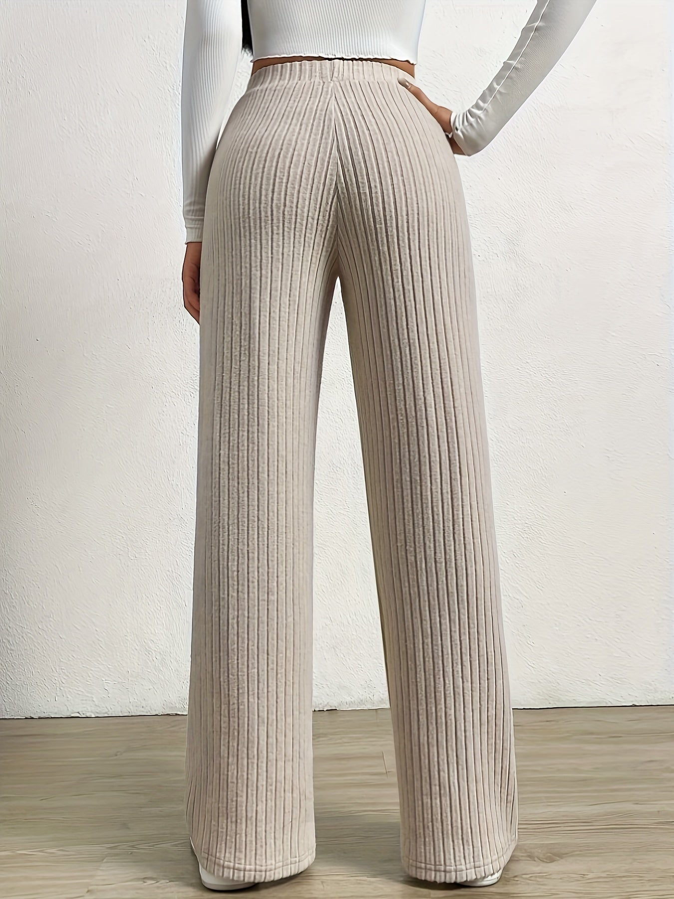 Plus Size Ribbed Knit Wide Leg Pants
