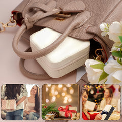 Portable Travel Mini Jewelry Box Leather Ring Organizer Case