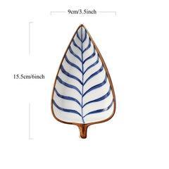 Leaf Shape Ceramic Appetizer Plate Dipping Bowl for Snacks & Sauces