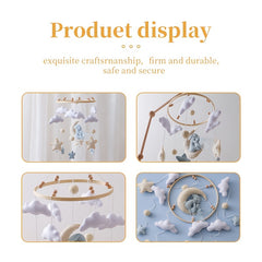 Moon Clouds Bunny Crib Mobile for Christening Gift