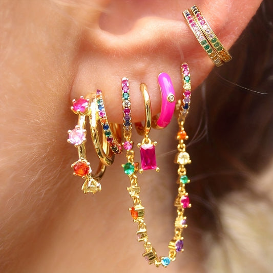 Colorful Drop Earrings 24K Plated Copper Earrings
