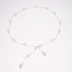 Faux Pearl Waist Chain Dress Shirt Waist Decor Belt Metal Chain