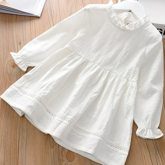 Girls Ruffled Hollow Solid Princess Dress