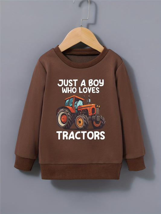 Boys Tractor Sweatshirt Long Sleeve Pullover Top