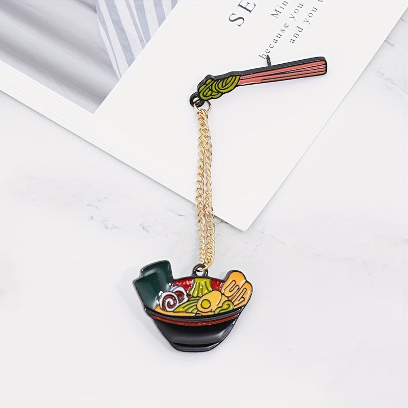2pcs Cartoon Ramen Pin Enamel Noodle Bowl Brooch For Men