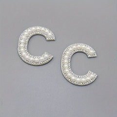 2pcs Pearl Rhinestone Letter Patch Sticker DIY Clothes Decoration