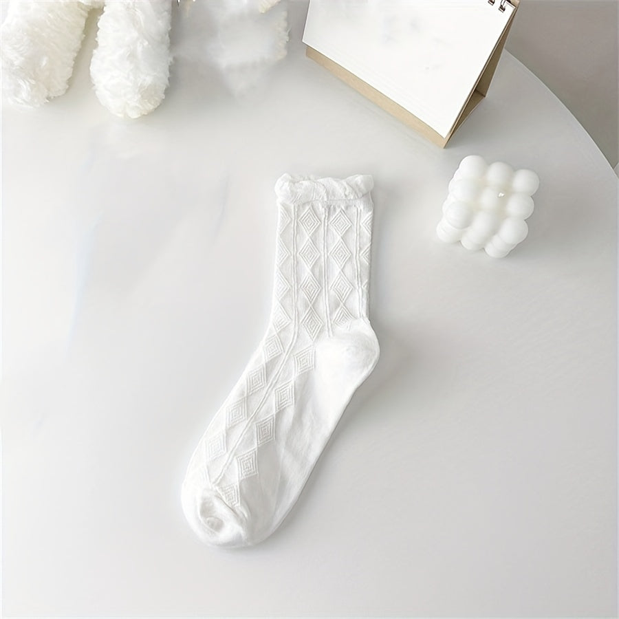 6 Pairs Mid Tube Socks Soft & Comfy Women's Stockings