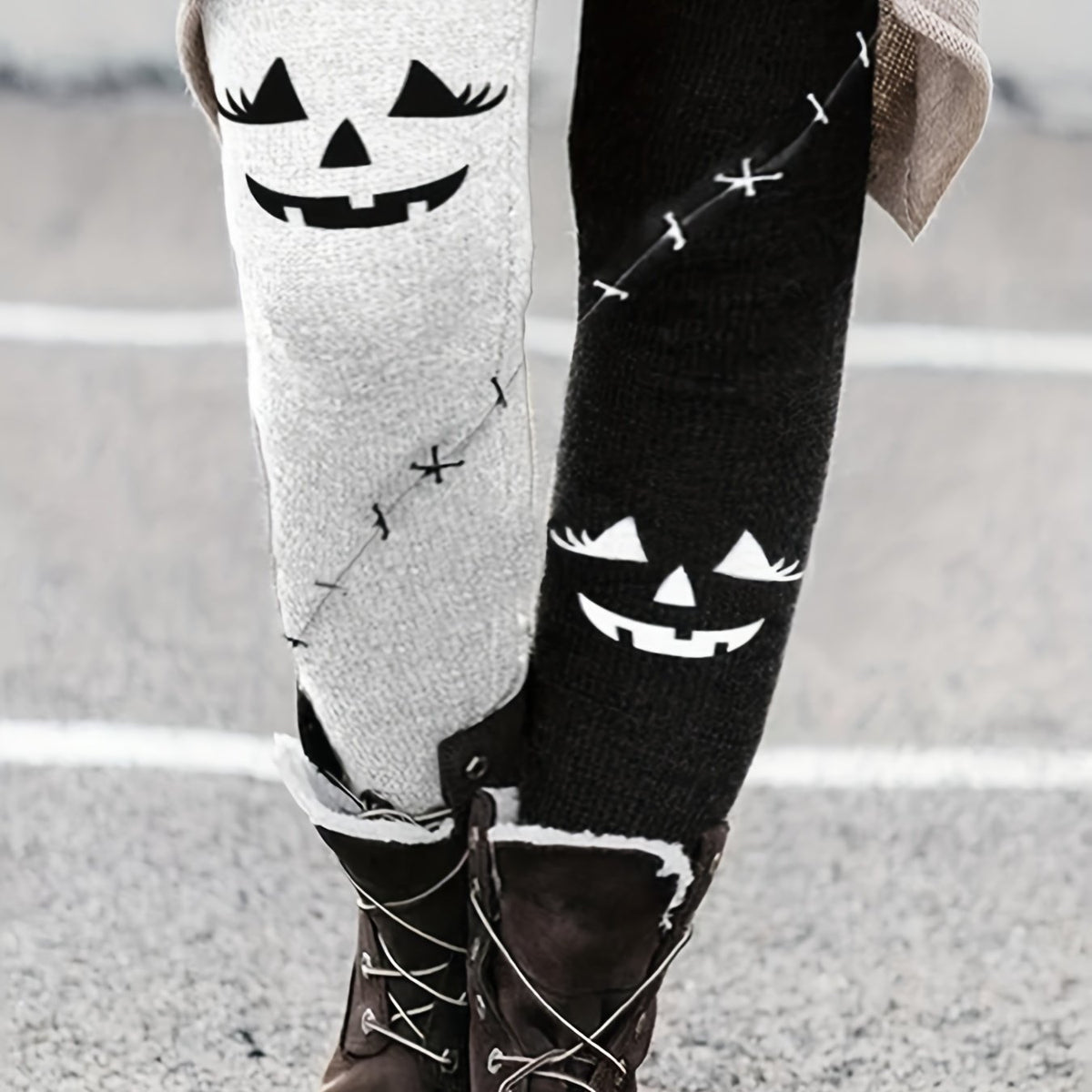  Halloween Casual Pants Women's Colorblock Skinny Leggings