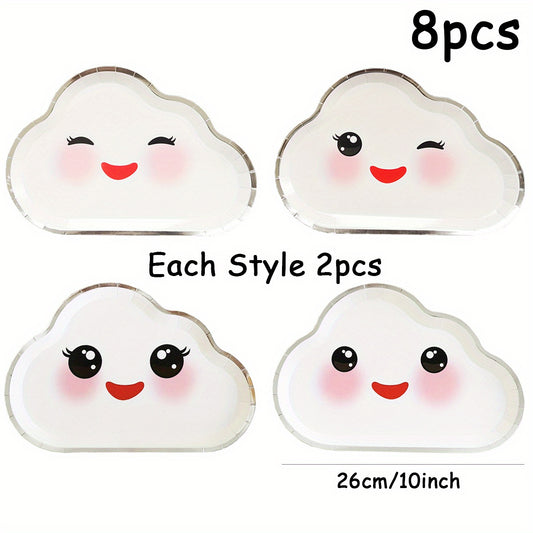 8pcs Rainbow Cloud Disposable Paper Plates for Parties & Weddings