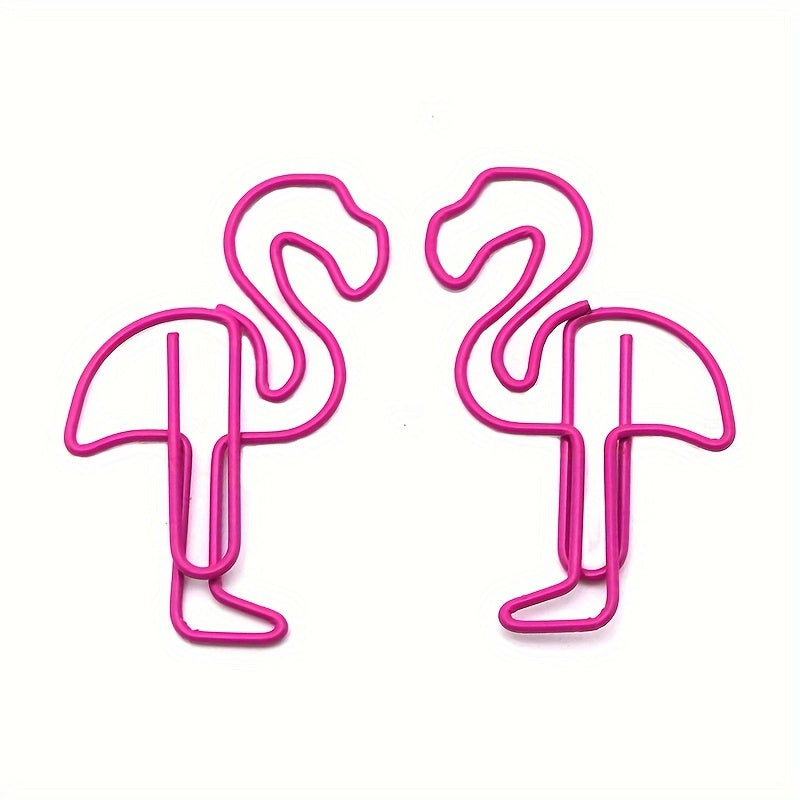 100pcs Flamingo Paper Clips Animal Clips Office Data Storage Bookmarks