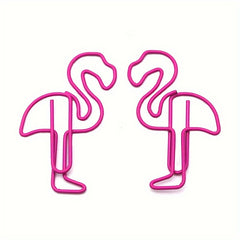 100pcs Flamingo Paper Clips Animal Clips Office Data Storage Bookmarks
