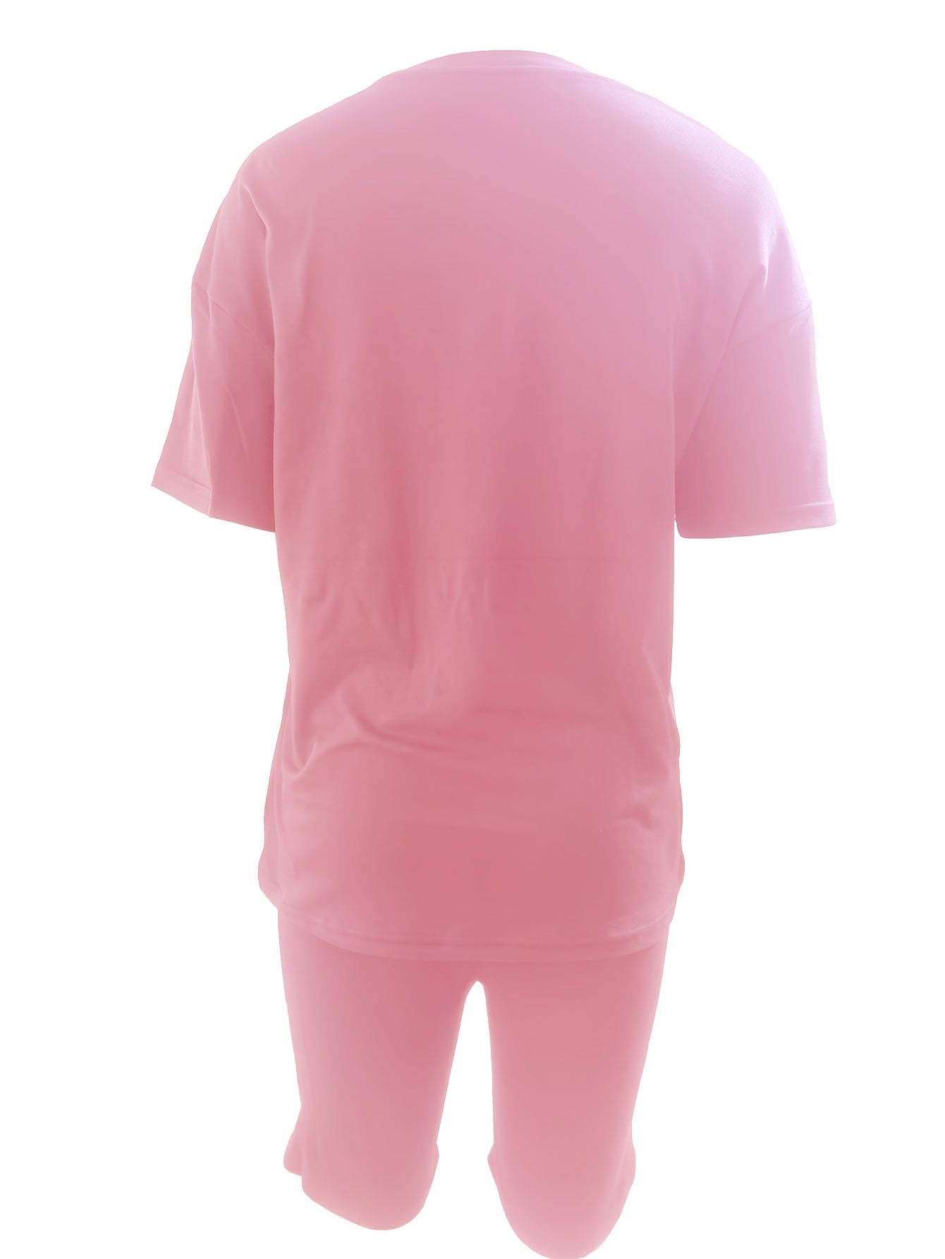 Letter Print 2pc Set Casual T shirt & Biker Shorts Outfits Women's Clothing