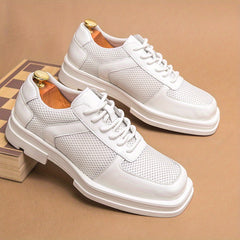 Women's Square Toe Oxfords Breathable Mesh Lace Up Low Top Shoes