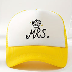 MRS Crown Baseball Cap Mesh Trucker Dad Hat Adjustable Sun Hat For Women