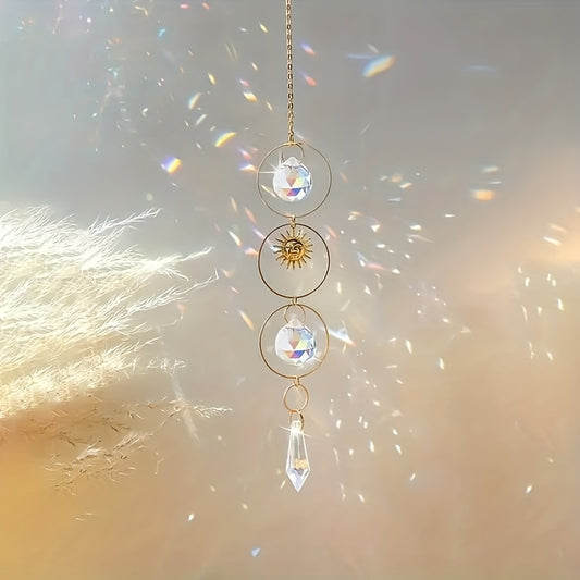 Crystal Sun Catcher Wind Chime Metal Pendant Home Decor
