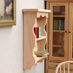 1:12 Scale Dollhouse Cabinet Shelf w/ Hanging Book Display Flat Back