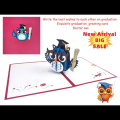 3D Doctor Owl Graduation Card GraduationCap and Diploma Card