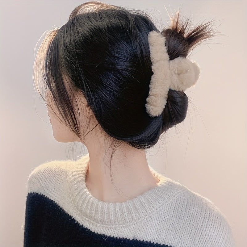 Plush Hair Claw Female Back Head Hair Claw Hair Accessories