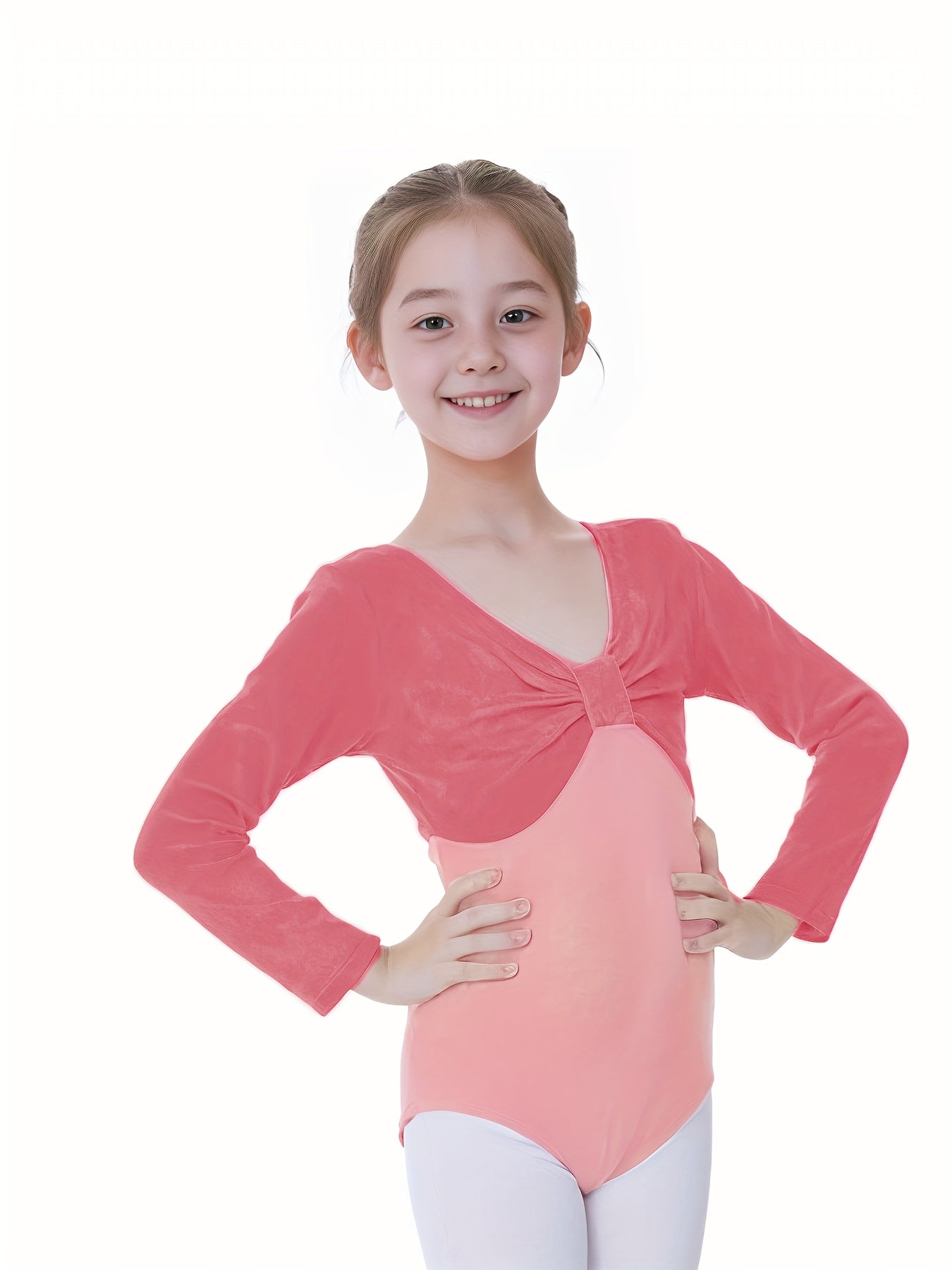 Girls V Neck Long Sleeve Gymnastics Romper 95 Cotton Ballet Leotard