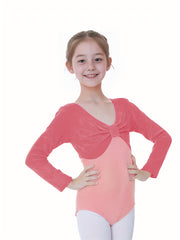 Girls V Neck Long Sleeve Gymnastics Romper 95 Cotton Ballet Leotard