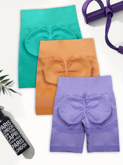 3pcs Solid Sports Shorts High Stretch Running Yoga Workout
