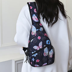 Floral Crossbody Sling Backpack Women Nylon Chest Bag