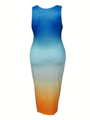  Ombre Print Tank Maxi Dress