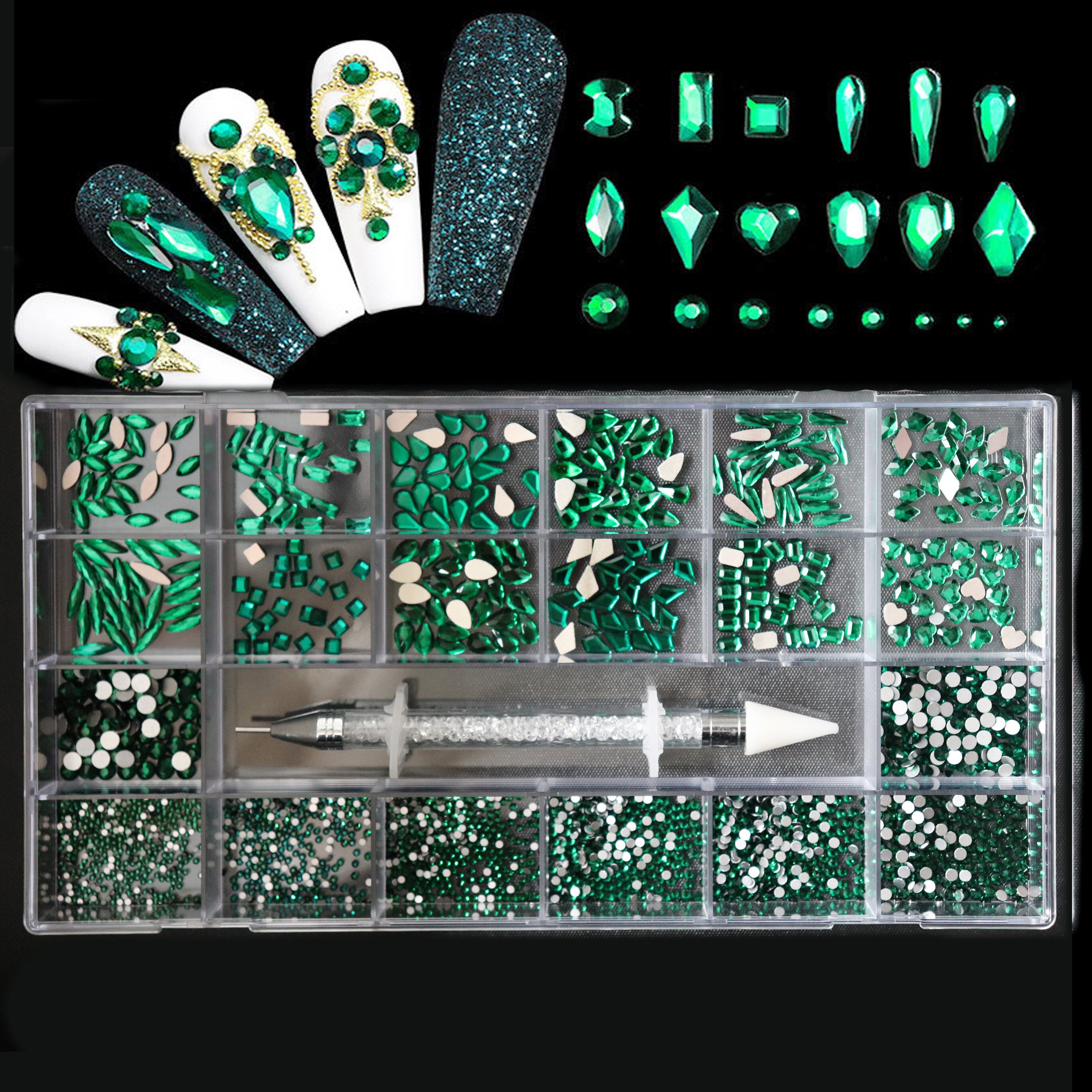 Assorted Nail Rhinestones Set - Decorative Gems for Nail Art