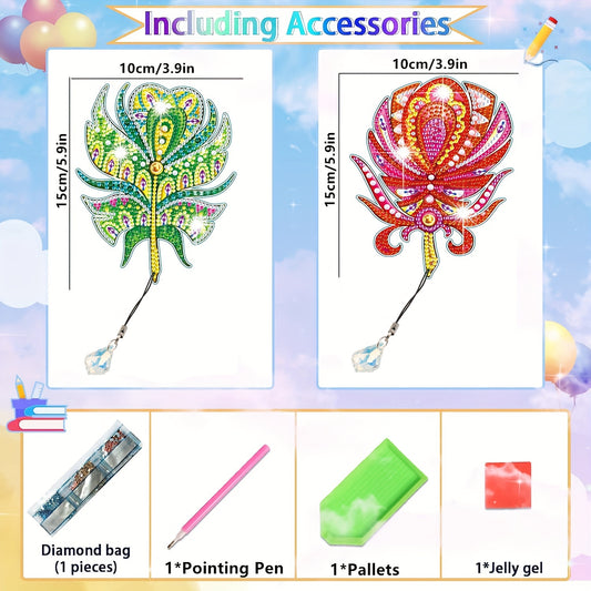 Diamond Painting Bookmarks DIY Kit w/ Tassel Resin Rhinestone Feather Set