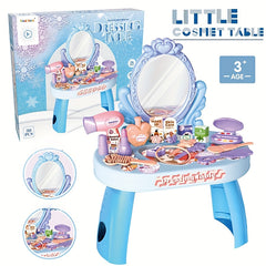 30pcs Kids Princess Dress Up Toy Set with Hair Dryer Lipstick Ponytail