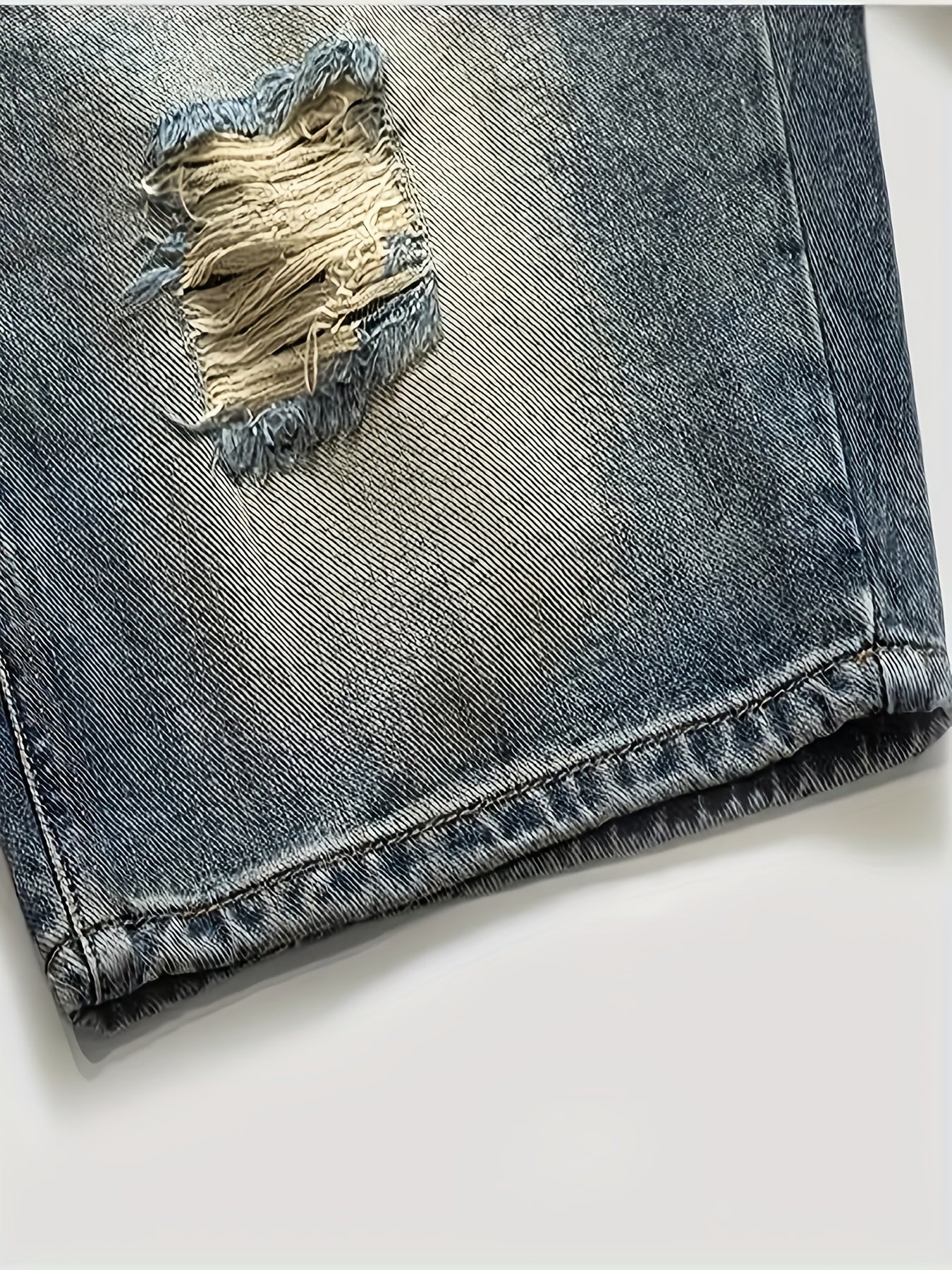 Men's Vintage Denim Shorts, Ripped, Washed for Summer