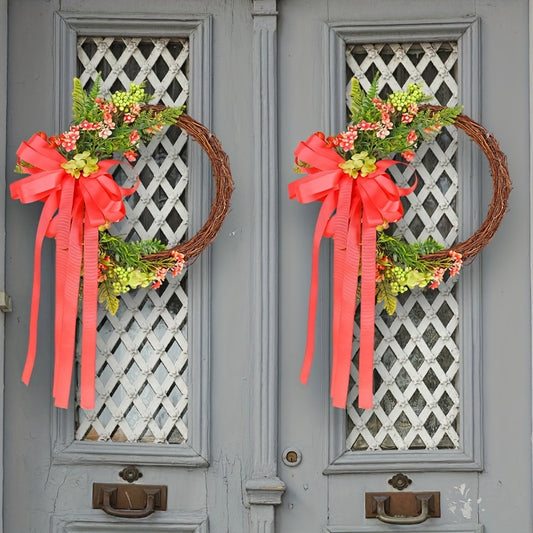 Butterfly Bow Ribbon Flower Wreath Christmas Hanging Decorations