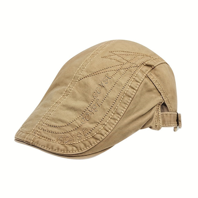 Men's Cotton Embroidered Letters Beret Hat Spring Autumn Adjustable Cap