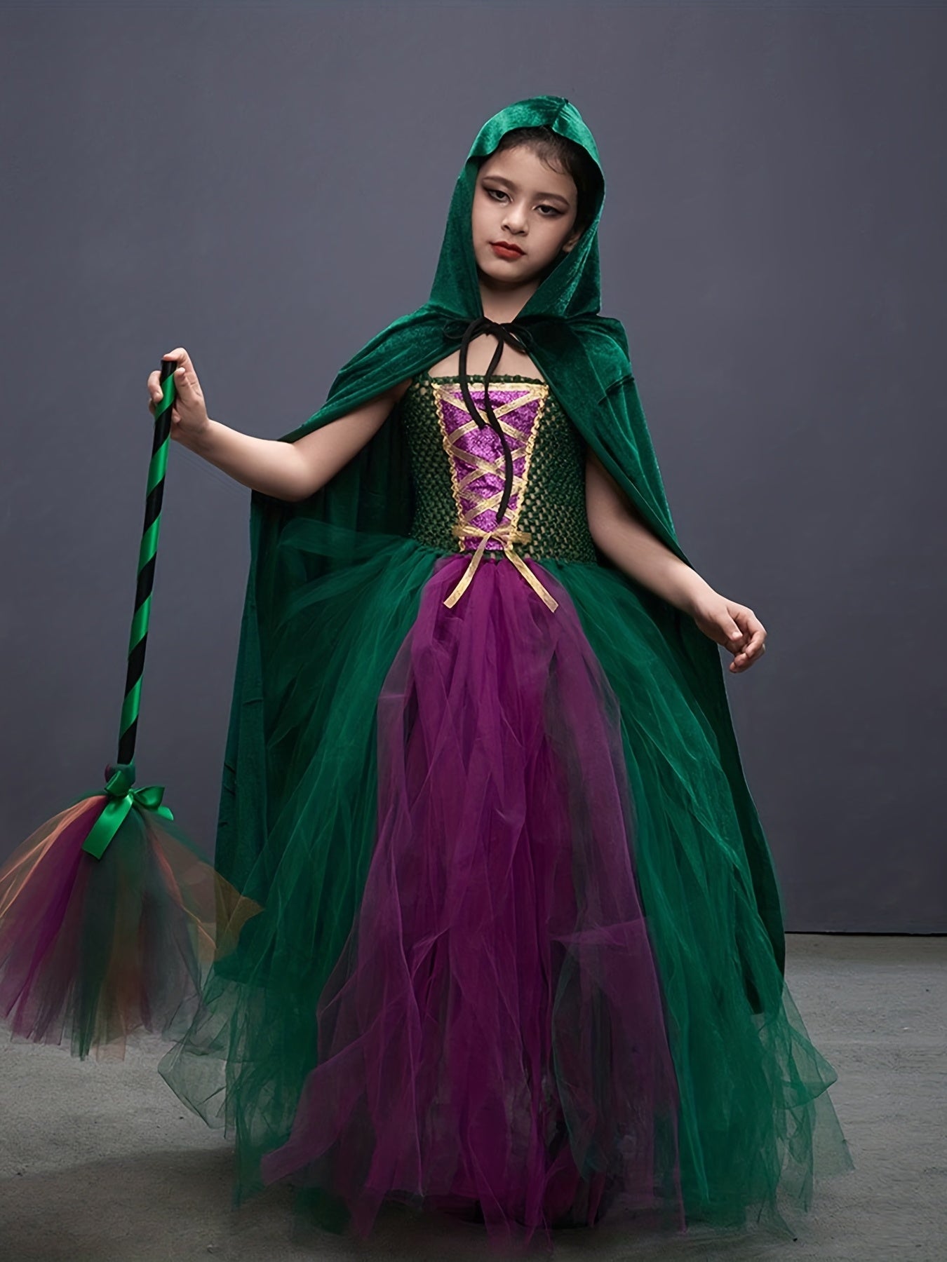 Halloween Witch Cosplay Costume & Accessories for Party Performance