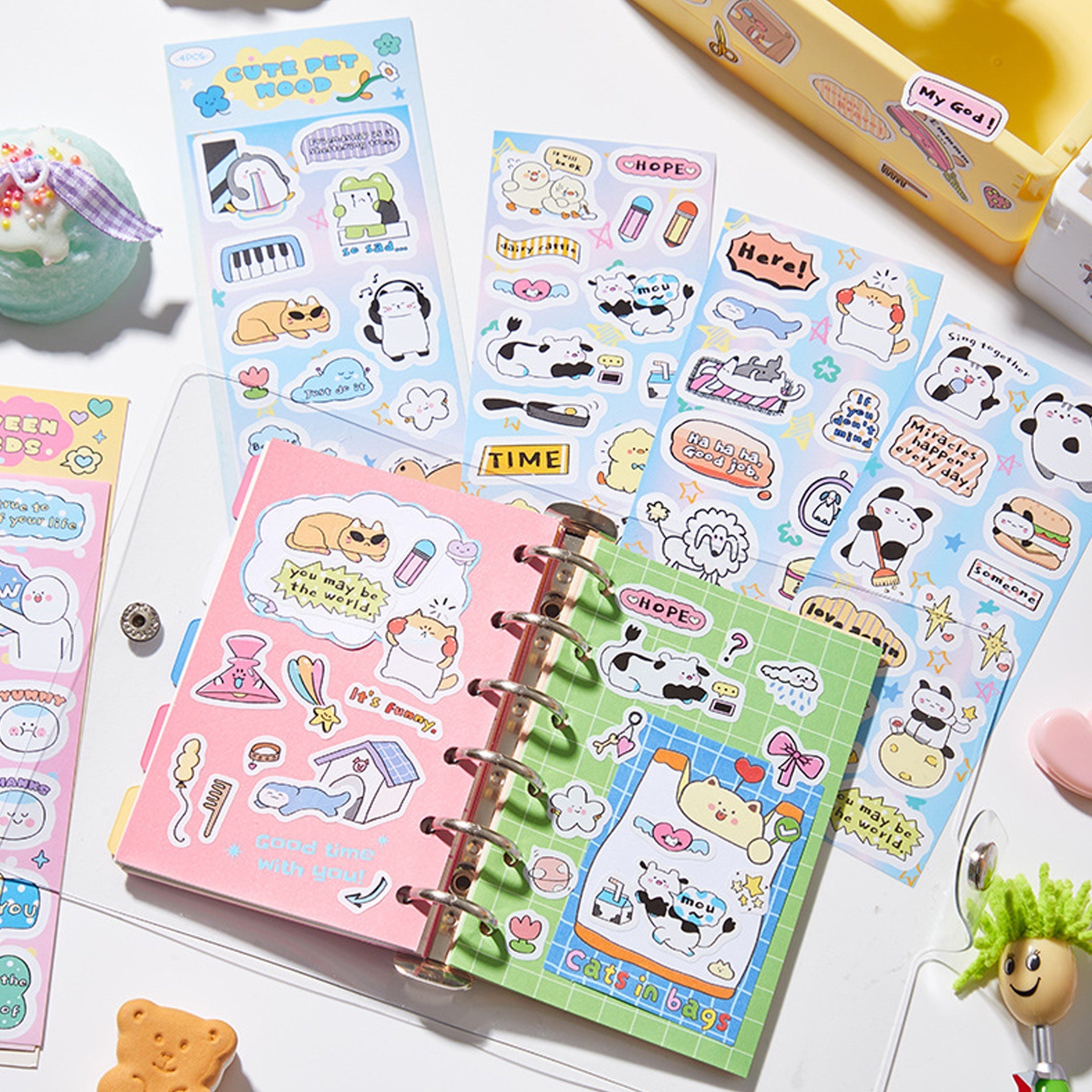 4 Pack Cartoon Graffiti Stickers DIY Decorative Journal Materials
