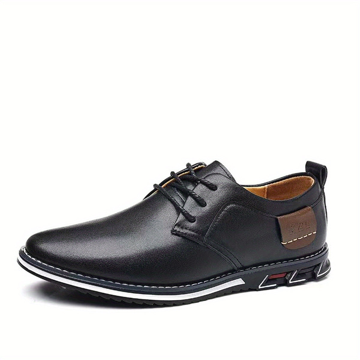 Men's Casual Business Breathable Walking Shoes Comfy Lace Up PU Shoes
