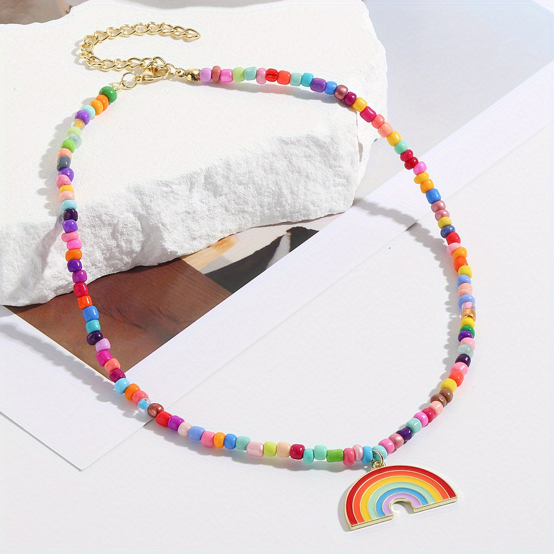 LGBT Rainbow Pendant Necklace for Women Chocker Pride Month Gift
