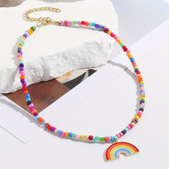 LGBT Rainbow Pendant Necklace for Women Chocker Pride Month Gift