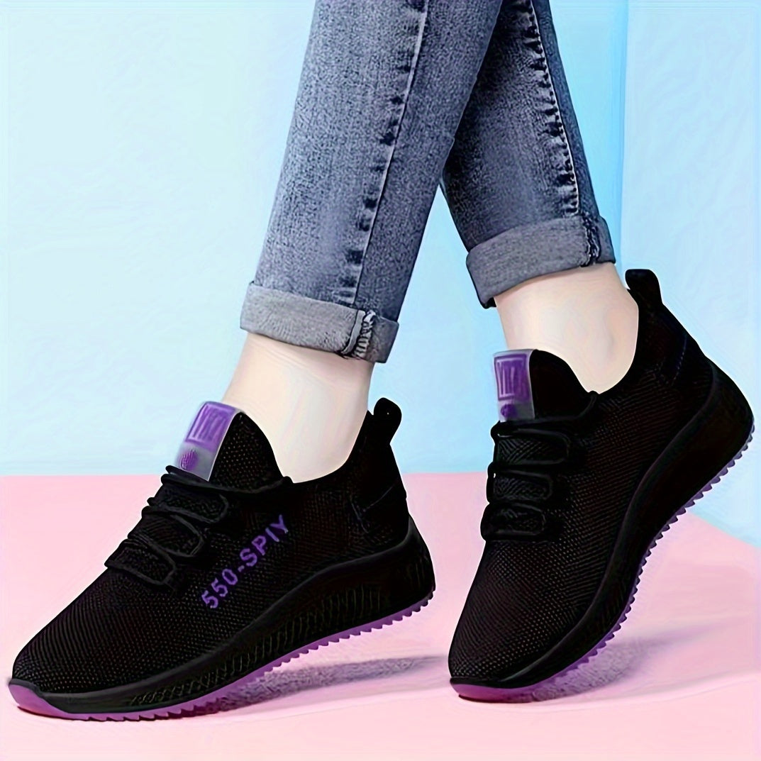 Women's Rose Pattern Running Shoes Lace Up Outdoor Walking Shoes