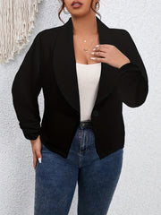  Solid Long Sleeve Open Front Blazer