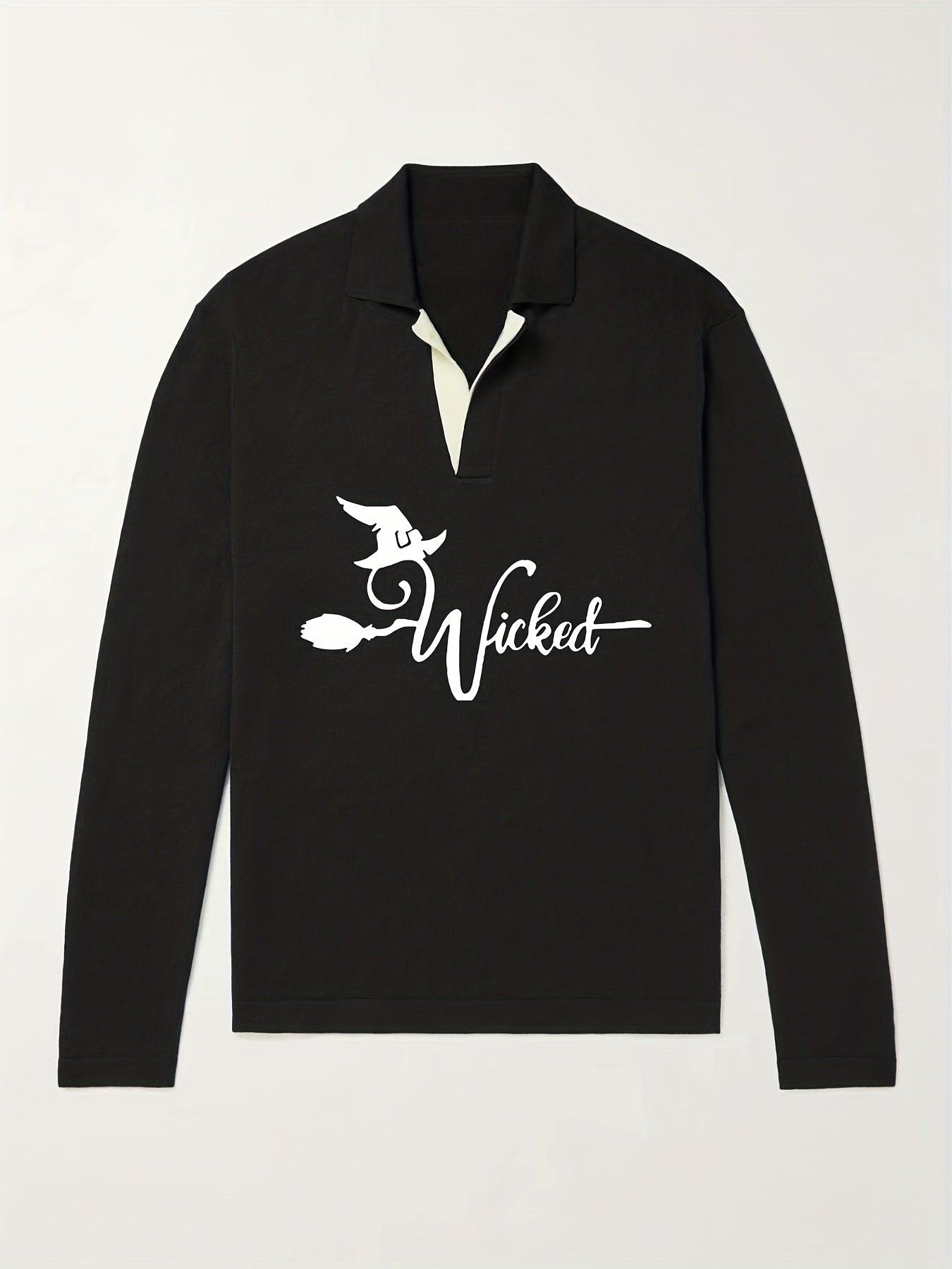 Men's Witch Pattern Knit Polo Shirt